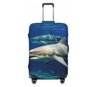 VTCTOASY Housse de bagage avec deux requins blancs - Housse de bagage de voyage élastique plus épaisse - Résistante à la poussière et aux rayures - Housse de protection pour bagages de 45,7 à 81,3 cm,