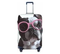 VTCTOASY Housse de bagage avec lunettes de bouledogue français - Housse de bagage élastique plus épaisse - Résistante à la poussière - Résistante aux rayures - Convient aux bagages de 45,7 à 81,3 cm,
