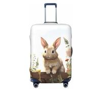 VTCTOASY Housse de bagage avec motif lapin dans la cour - Housse de bagage élastique plus épaisse - Résistante à la poussière - Résistante aux rayures - Convient aux bagages de 45,7 à 81,3 cm, Noir ,
