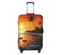VTCTOASY Housse de bagage avec motif palmier, soleil, paysage, housse de bagage élastique plus épaisse, résistante à la poussière et aux rayures, housse de protection pour bagages de 45,7 à 81,3 cm,