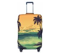 VTCTOASY Housse de bagage avec motif palmiers et plages - Housse de bagage élastique plus épaisse - Résistante à la poussière et aux rayures - Convient aux bagages de 45,7 à 81,3 cm, Noir , S