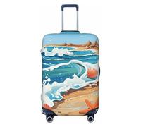 VTCTOASY Housse de bagage coquillage et vagues - Housse de bagage de voyage élastique épaisse - Résistante à la poussière - Résistante aux rayures - Convient aux bagages de 45,7 à 81,3 cm, Noir , L