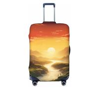 VTCTOASY Housse de bagage de voyage avec motif soleil levant - Housse de bagage élastique plus épaisse - Résistante à la poussière et aux rayures - Convient aux bagages de 45,7 à 81,3 cm, Noir , XL