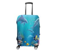 VTCTOASY Housse de bagage de voyage élastique bleu océan poisson sous-marin housse de protection pour valise de voyage lavable anti-rayures housse de valise bagages décoratif, Poissons sous-marins