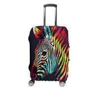 VTCTOASY Housse de bagage de voyage élastique colorée zèbre arc-en-ciel housse de protection pour valise de voyage lavable anti-rayures housse de valise bagages décoratif, Motif zèbre arc-en-ciel., L