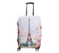 VTCTOASY Housse de bagage de voyage élastique Housse de valise Paris Tour Eiffel avec fleurs Housse de protection pour valise de voyage lavable anti-rayures Housse de valise Bagages Décoratif, Paris