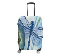 VTCTOASY Housse de bagage de voyage élastique peinte à la main avec motif libellule bleue - Housse de protection pour valise de voyage lavable et anti-rayures, Libellule bleue peinte à la main., XL
