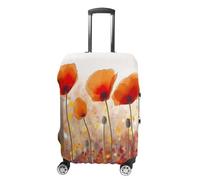 VTCTOASY Housse de bagage de voyage élastique pour valise, housse de protection pour valise, housse de protection pour valise, lavable, anti-rayures, décorative, Fleurs de coquelicot rouge., L