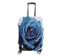 VTCTOASY Housse de bagage de voyage élastique pour valise, housse de protection pour valise, lavable, anti-rayures et décorative Motif roses bleues, Fleurs de roses bleues, XL