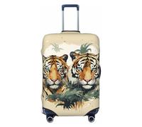 VTCTOASY Housse de bagage élastique pour valise de voyage, deux visages de tigre, housse de bagage tendance, housse de protection épaisse pour bagages de 45,7 à 81,3 cm, Noir , XL