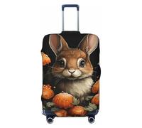 VTCTOASY Housse de bagage élastique pour voyage - Lapin avec champignons - Housse de bagage tendance - Housse de protection épaisse pour bagages de 45,7 à 81,3 cm, Noir , L
