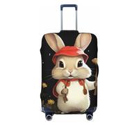 VTCTOASY Housse de bagage élastique pour voyage - Lapin tenant des champignons - Housse de bagage tendance - Housse de protection épaisse pour bagages de 45,7 à 81,3 cm, Noir , S