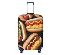 VTCTOASY Housse de bagage Fun Food Hot Dogs - Housse de bagage élastique plus épaisse - Résistante à la poussière et aux rayures - Convient aux bagages de 45,7 à 81,3 cm, Noir , XL