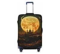 VTCTOASY Housse de bagage Golden Moon - Housse de bagage de voyage élastique plus épaisse - Résistante à la poussière et aux rayures - Pour bagages de 45,7 à 81,3 cm, Noir , S