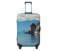 VTCTOASY Housse de bagage Lac Léman Suisse - Housse de bagage de voyage épaisse et élastique - Résistante à la poussière - Résistante aux rayures - Convient aux bagages de 45,7 à 81,3 cm, Noir , M