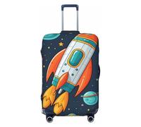 VTCTOASY Housse de bagage motif fusée, vaisseau spatial, dessin animé HD, housse de bagage élastique plus épaisse, résistante à la poussière, aux rayures, housse de protection pour bagages de 45,7 à