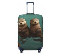 VTCTOASY Housse de bagage Otters in Love - Housse de bagage élastique épaisse - Résistante à la poussière - Résistante aux rayures - Convient aux bagages de 45,7 à 81,3 cm, Noir , XL