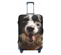 VTCTOASY Housse de bagage Pastor Border Collie - Housse de bagage de voyage épaisse et élastique - Résistante à la poussière et aux rayures - Convient aux bagages de 45,7 à 81,3 cm, Noir , XL