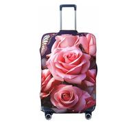 VTCTOASY Housse de bagage rose et papillons - Housse de bagage de voyage élastique plus épaisse - Résistante à la poussière et aux rayures - Convient aux bagages de 45,7 à 81,3 cm, Noir , XL