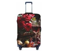 VTCTOASY Housse de bagage rose rouge et vin rouge - Housse de bagage élastique plus épaisse - Résistante à la poussière - Résistante aux rayures - Convient aux bagages de 45,7 à 81,3 cm, Noir , M