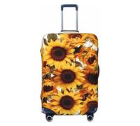 VTCTOASY Housse de bagage tournesols sur fond blanc - Housse de bagage de voyage élastique plus épaisse - Résistante à la poussière et aux rayures - Convient aux bagages de 45,7 à 81,3 cm, Noir , XL