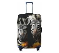 VTCTOASY Paire de housses de bagages de voyage avec motif tournesols et zèbres - Élastiques et épaisses - Anti-poussière - Résistantes aux rayures - Pour bagages de 45,7 à 81,3 cm, Noir , S