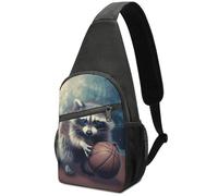 VTCTOASY Sac à bandoulière pour femme et homme - Petit sac à dos à bandoulière amusant en raton laveur - Sac de poitrine de basket-ball - Sac de randonnée