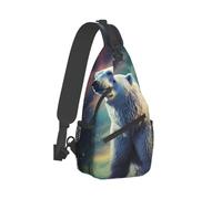 VTCTOASY Sac à bandoulière pour femme et homme - Petit sac à dos à bandoulière - Ours polaire aurores boréales - Sac de poitrine de randonnée - Ours polaire aurores boréales - Taille unique, Ours