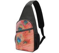 VTCTOASY Sac à bandoulière pour femme et homme - Petit sac à dos à bandoulière - Plumes de paon colorées - Sac de poitrine - Sac de randonnée