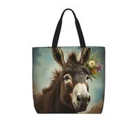 VTCTOASY Sac fourre-tout pour femme avec imprimé âne, grande capacité, sac de plage tendance pour le travail, les voyages, noir, taille unique, Noir, One Size