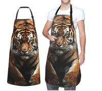 VTCTOASY Tablier réglable avec 2 poches pour homme et femme, animaux sauvages, tigre, tablier de chef pour la cuisine, Animaux sauvages Tigre, taille unique