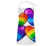 VTCTOASY Tablier réglable avec 2 poches pour homme et femme Motif dauphin avec un sourire, Cœurs arc-en-ciel Gay Pride, 70x80cm