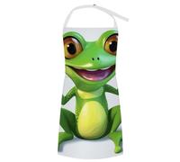 VTCTOASY Tablier réglable avec 2 poches pour homme et femme, motif drapeau mouche, aigle, tablier de chef pour la cuisine, Grenouille verte, 70x80cm