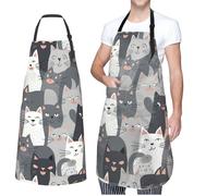 VTCTOASY Tablier réglable avec 2 poches pour homme et femme - Motif singe mignon - Tablier de chef pour la cuisine, Motif chat gris mignon et amusant, taille unique