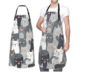 VTCTOASY Tablier réglable avec 2 poches pour homme et femme - Motif singe mignon - Tablier de chef pour la cuisine, Motif chat gris mignon et amusant, taille unique