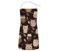 VTCTOASY Tablier réglable avec 2 poches pour homme et femme Motif tournesol Fond noir Tablier de chef pour la cuisine, Chouettes mignonnes marron, 70x80cm