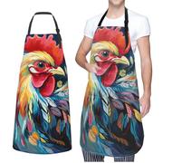 VTCTOASY Tablier réglable avec 2 poches pour homme et femme - Tablier de cuisine coloré, Art Poulet coloré, taille unique