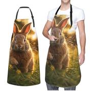 VTCTOASY Tablier réglable avec 2 poches tablier pour femmes et hommes, un arbre sur l'herbe Tabliers de bib Chef pour la cuisine, Un Lapin, taille unique