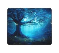 VTCTOASY Tapis de souris pour homme et femme, tapis de souris antidérapant mystique motif forêt bleu nature, tapis de souris pour souris sans fil, tapis de bureau avec base en caoutchouc antidérapant