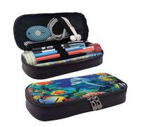 VTCTOASY Trousse à crayons avec fermeture éclair - Grande capacité - Esthétique - Trousse à crayons - Portable - Pour bureau, papeterie, maquillage, Poissons tropicaux corail sous-marins, Taille