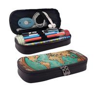 VTCTOASY Trousse à crayons grenouille avec fermeture éclair - Grande capacité - Esthétique - Trousse à crayons portable - Trousse de maquillage de bureau, Voyage World1, Taille unique, Classique