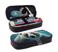 VTCTOASY Trousse à crayons Sun Ocean Octopus avec fermeture éclair - Grande capacité - Esthétique - Trousse à crayons - Portable - Pour bureau, papeterie, maquillage, bureau, Ours natation, Taille