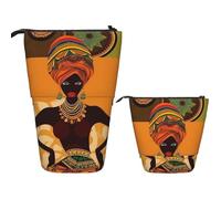 VTCTOASY Trousse à crayons télescopique pour bureau - Motif singe mignon - Trousse à crayons rétractable pour bureau - 7 x 14,5 cm, Femme africaine., Taille unique