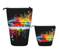VTCTOASY Trousse à crayons télescopique pour bureau - Motif singe mignon - Trousse à crayons rétractable pour bureau - 7 x 14,5 cm, Clavier de piano coloré avec note de musique, Taille unique