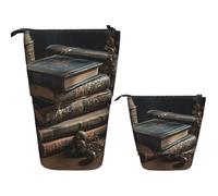 VTCTOASY Trousse à crayons télescopique pour bureau - Tulipes dans le jardin - Trousse à crayons rétractable pour bureau - 7 x 14,5 cm, Pile de livres anciens, Taille unique