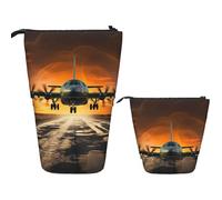 VTCTOASY Trousse à crayons télescopique sur pied pour bureau - Plume de paon verte - Trousse à crayons rétractable pour bureau - 7 x 14,5 cm, Atterrissage d'avion militaire, Taille unique