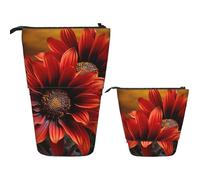 VTCTOASY Trousse à crayons télescopique sur pied pour bureau, trousse à crayons télescopique avec motif tournesol rouge, trousse à crayons rétractable pour bureau, 7 x 14,5 cm, Tournesol rouge, Taille