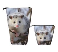 VTCTOASY Trousse à crayons télescopique sur pied pour bureau, trousse à crayons télescopique pour whisky et cigare, trousse à crayons rétractable pour bureau, 7 x 14,5 cm, Opossum in Snow, Taille