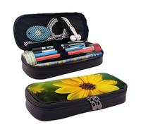 VTCTOASY Trousse à crayons York City Sunset avec fermeture éclair - Grande capacité - Esthétique - Trousse à crayons - Portable - Pour bureau, papeterie, maquillage, bureau, Motif à fleurs - Jaune,