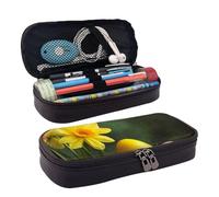 VTCTOASY Trousse à crayons York City Sunset avec fermeture éclair - Grande capacité - Esthétique - Trousse à crayons - Portable - Pour bureau, papeterie, maquillage, bureau, Fleur jaune et œuf, Taille